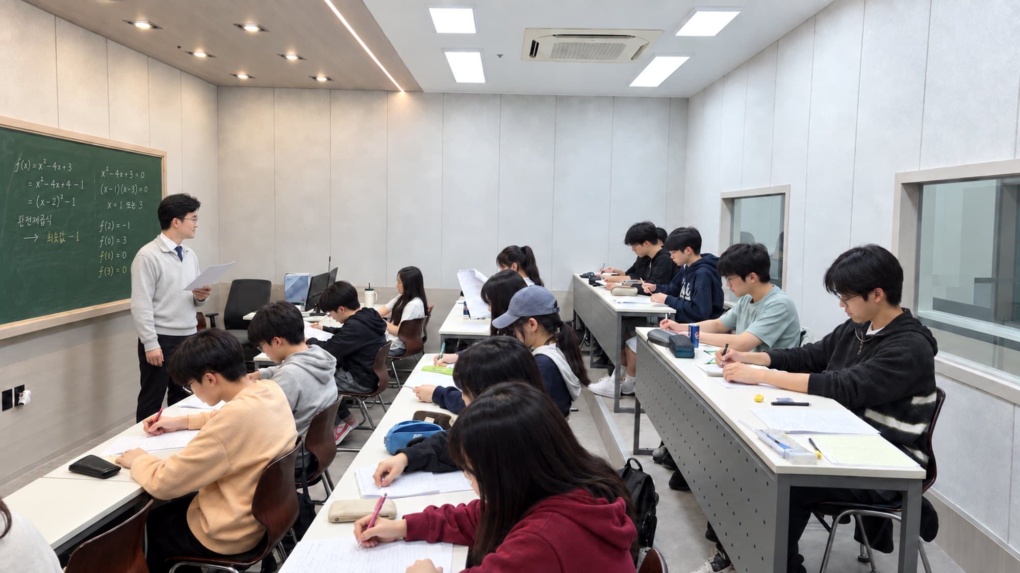 신화수학전문학원 강의실에서 수업 중인 모습